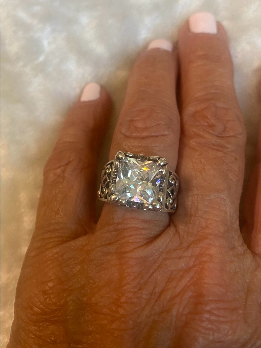 🍀RARE Silpada Sterling Silver Square Cut Clear Stone Ring